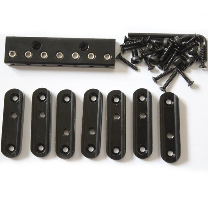 One set 7 strings black single headless bass bridge