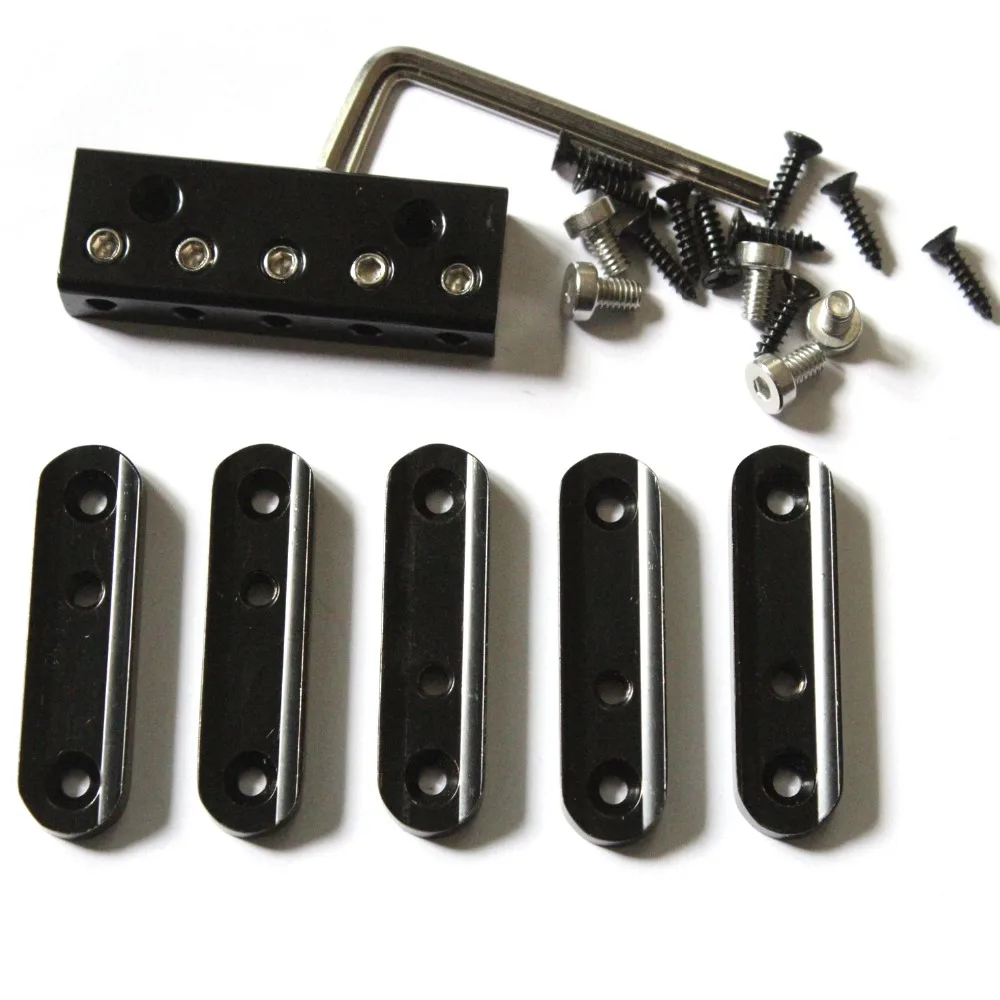 One set 5 strings black single headless bass bridge