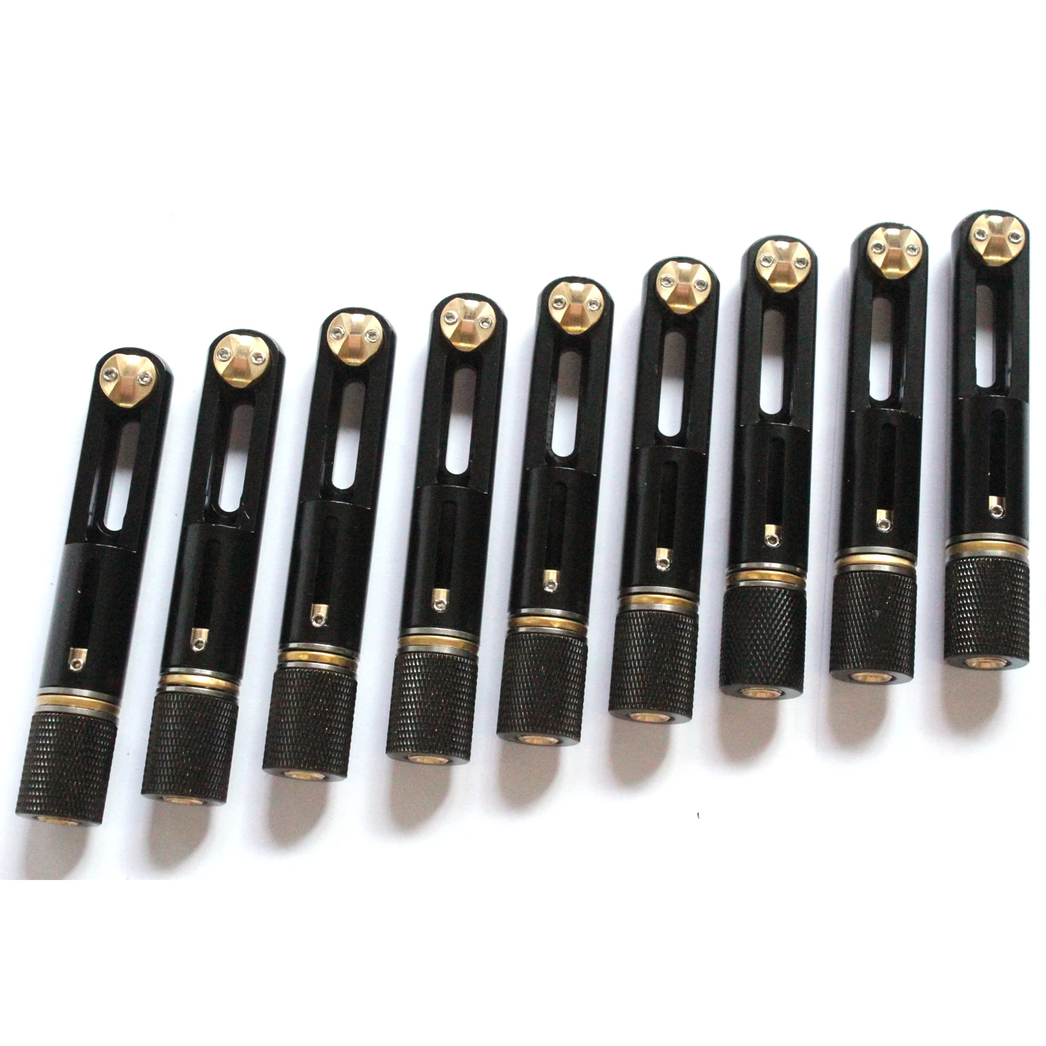 One set 9 strings black single headless bass bridgeMaterial brass