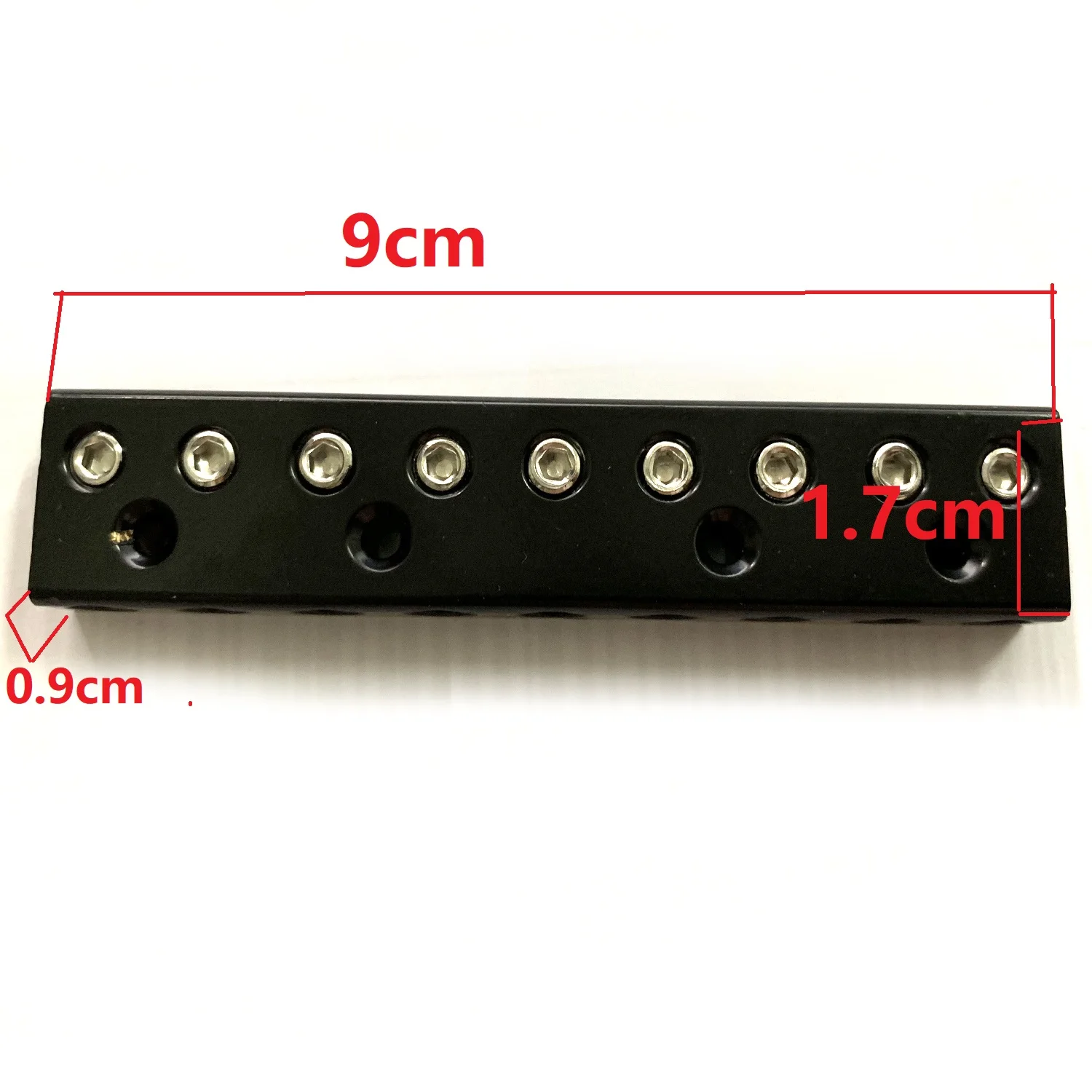 One set 9 strings black single headless bass bridgeMaterial brass