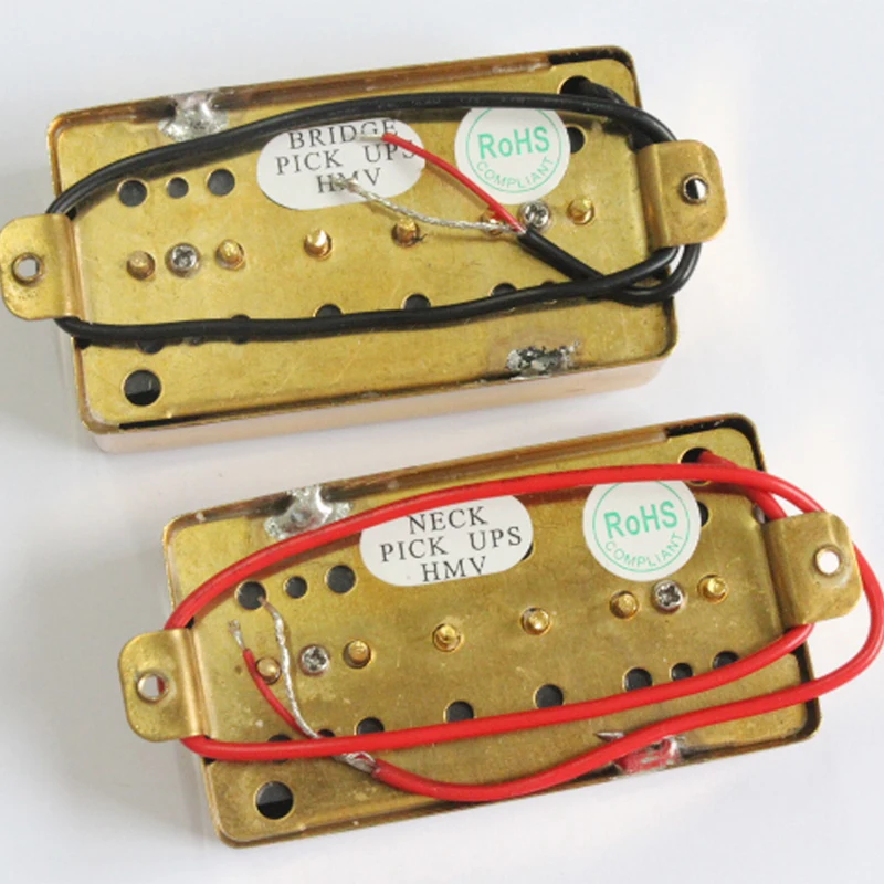 N B 1set guitar pickups Gold humbucker guitar pickups with iIvory pickup rings